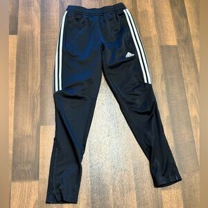 Adidas Black and White Sweatpants with Signature Stripes